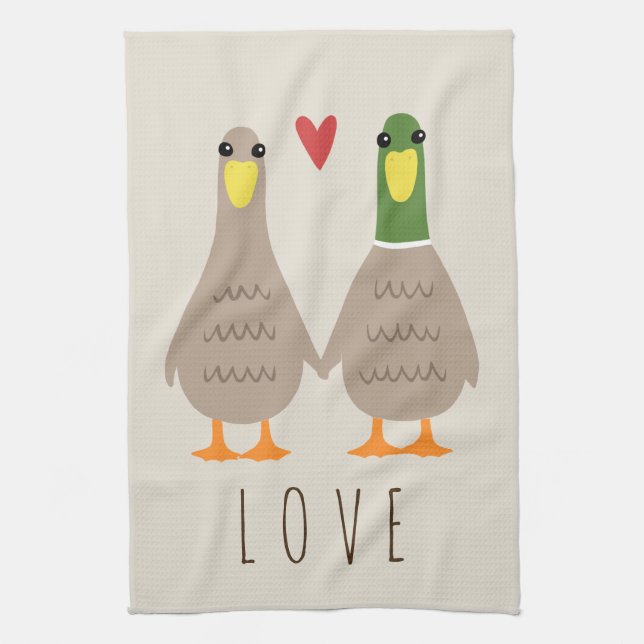 Linge De Cuisine Canards d'amour (Vertical)