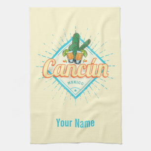 Linge De Cuisine Cancun Mexique Cactus Dansant Tequila Vintage