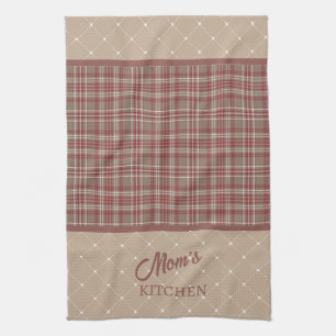 Linge De Cuisine Canneberge Rustique, carreaux foncés et blancs
