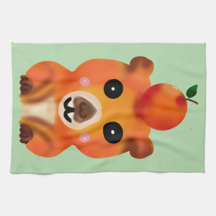 Linge De Cuisine Capybara Mignon et Flou avec Orange   Ar Kawaii An