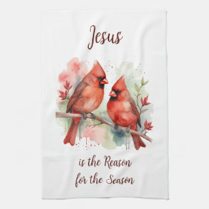 Linge De Cuisine Cardinal Rouge de Noël Jésus Raison de la Saison