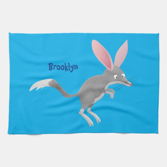 Linge De Cuisine Caricature de bilby australien très heureuse (Horizontal)