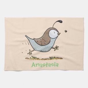 Linge De Cuisine Caricature de caille californienne joli