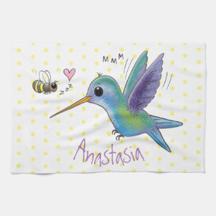 Linge De Cuisine Caricature de colibri d'abeille mignonne