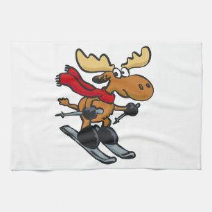 Linge De Cuisine Caricature de Moose Skier  choisir la couleur arri