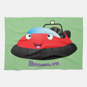 Linge De Cuisine Caricature d'hovercraft rouge joyeux