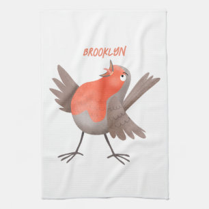 Linge De Cuisine Caricature d'oiseau rouge chantant mignon