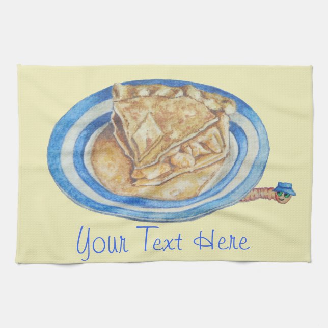 Linge De Cuisine caricature drôle personnage bleu casquette et tart (Horizontal)
