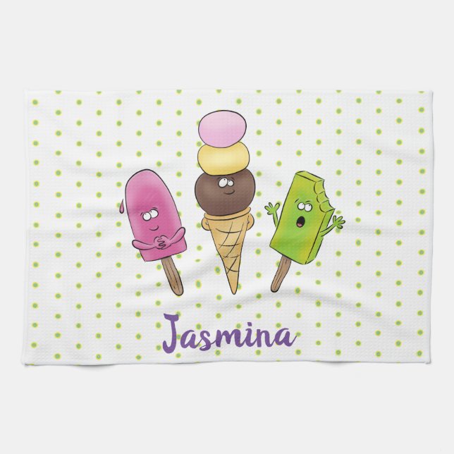 Linge De Cuisine Caricature drôles de glace popsicle dessin animé t (Horizontal)