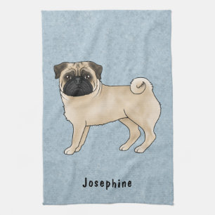 Linge De Cuisine Carlin Fauve Mignon Chien de Dessin Animé Avec Nom