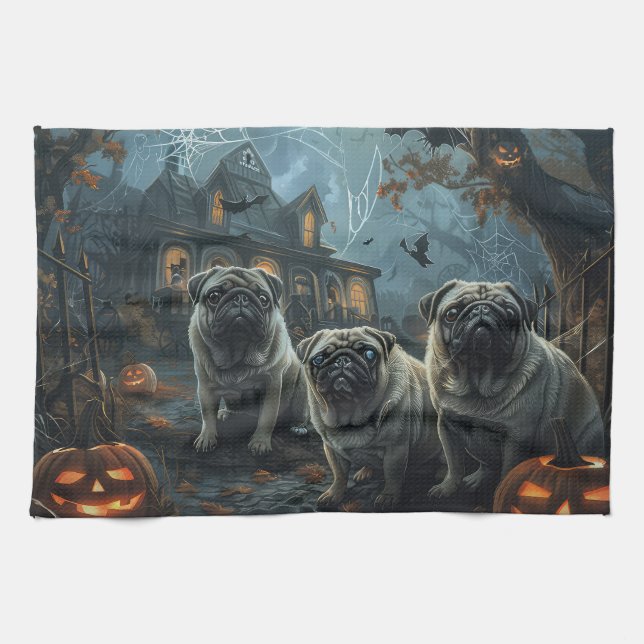 Linge De Cuisine Carlin Halloween Night Doggy Délice (Horizontal)