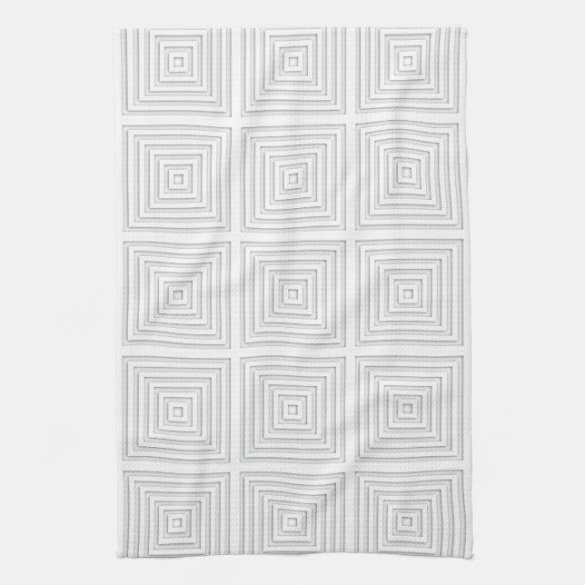 Linge De Cuisine Carré blanc géométrique (Vertical)