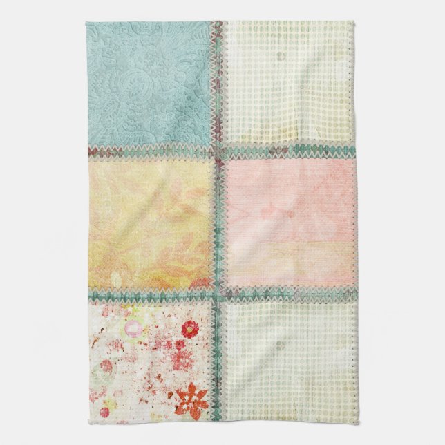 Linge De Cuisine Carré floral de carrés d'édredon (Vertical)