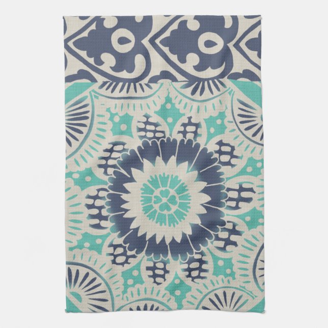 Linge De Cuisine Carreau bleu Batik III (Vertical)