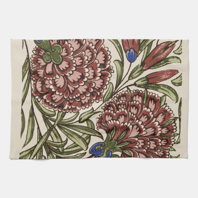 Linge De Cuisine Carreau de fleur d'œillet Art antique rustique De  (Horizontal)