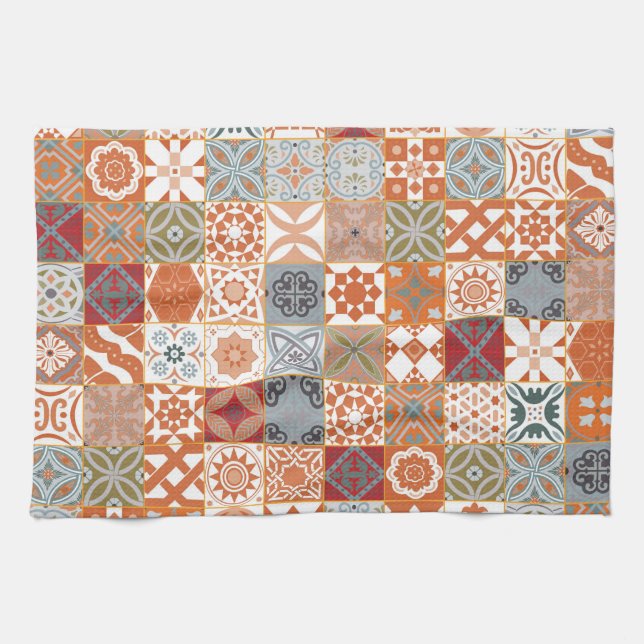 Linge De Cuisine Carreau marocain orange (Horizontal)