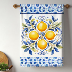 Linge De Cuisine Carreau Méditerranéen Citron
