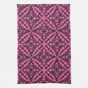 Linge De Cuisine Carreaux marocains - rose fuchsia et noir
