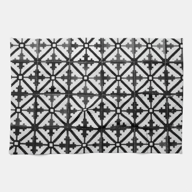 Linge De Cuisine Carrelage noir et blanc Motif (Horizontal)
