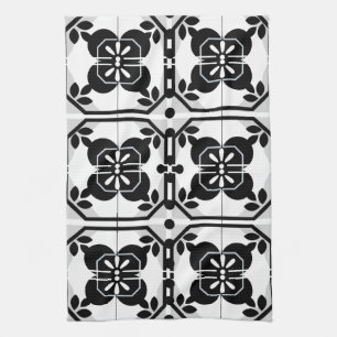 Linge De Cuisine Carrelage portugais noir et blanc Conception d'une
