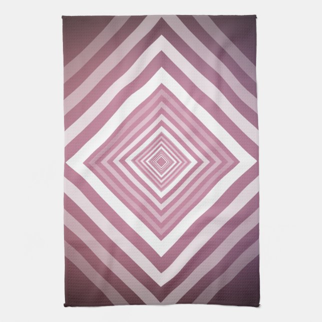 Linge De Cuisine Carrés modernes de la Gradation rose et blanc (Vertical)