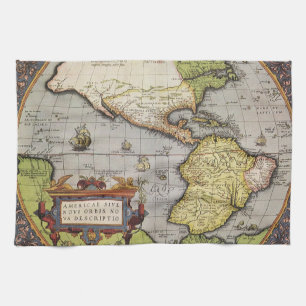 Linge De Cuisine Carte antique du monde : les Amériques par Abraham