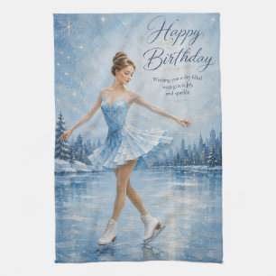 Linge De Cuisine Carte d'anniversaire pour une patineuse élégante