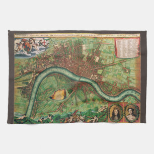 Linge De Cuisine Carte de la rue antique de Londres par Johannes de