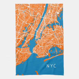 Linge De Cuisine Carte de la ville de New York Cool  NYC  Turquoise