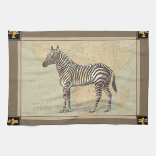 Linge De Cuisine Carte de l'Afrique et un zèbre