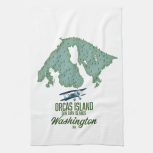 Linge De Cuisine Carte de l'île Orcas, Washington, États-Unis