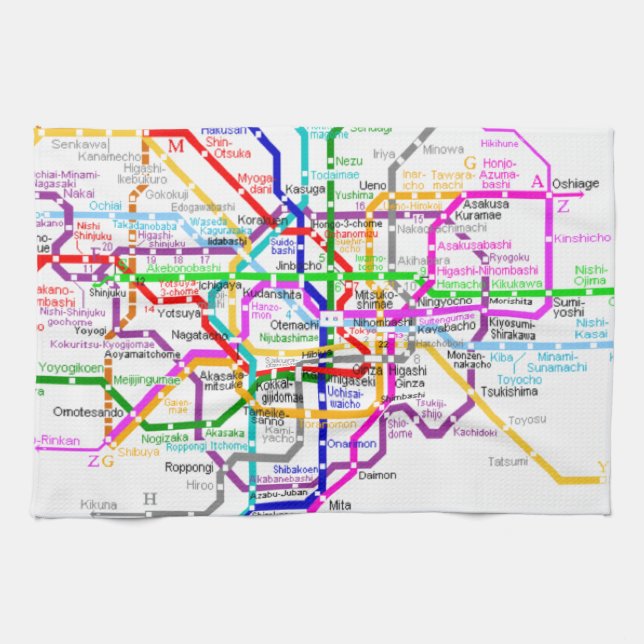 Linge De Cuisine Carte de souterrain de Tokyo Japon (Horizontal)