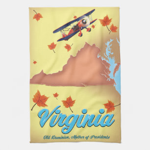 Linge De Cuisine carte de voyage rétro de l'État de Virginie