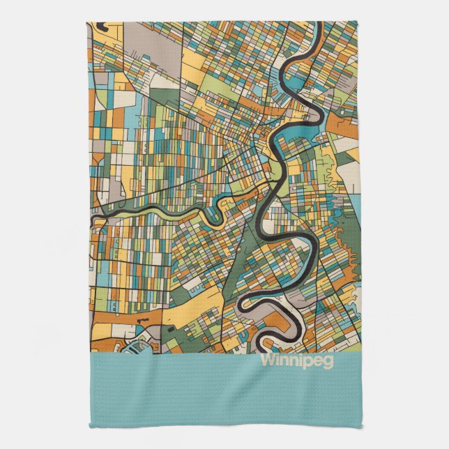 Linge De Cuisine Carte de Winnipeg/bleu (Vertical)