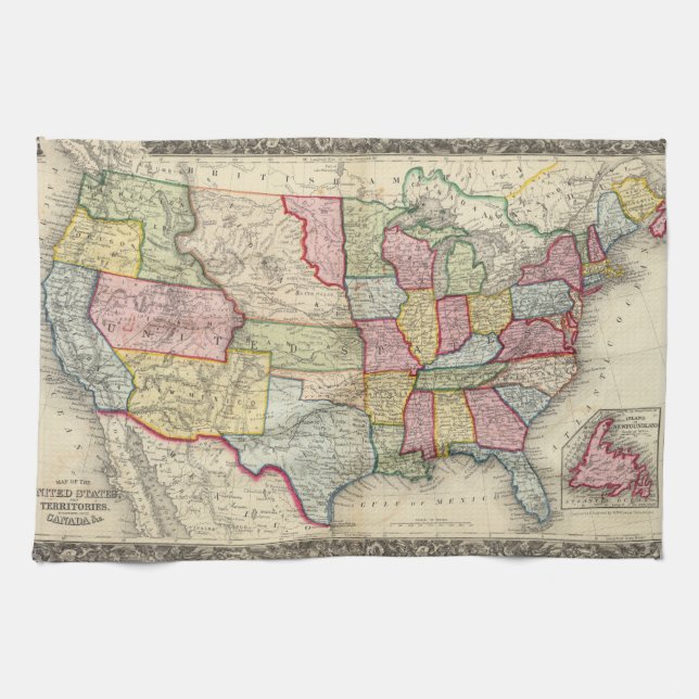 Linge De Cuisine Carte des Etats-Unis, et des territoires (Horizontal)