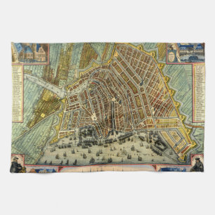 Linge De Cuisine Carte des rues antiques d'Amsterdam, Pays-Bas