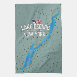 Linge De Cuisine Carte du lac George New York