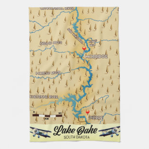 Linge De Cuisine carte du lac Oahe Dakota du Sud