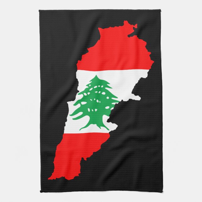 Linge De Cuisine Carte du Liban avec drapeau (Vertical)