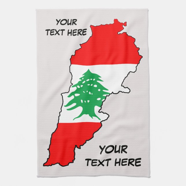 Linge De Cuisine Carte du Liban avec drapeau (Vertical)
