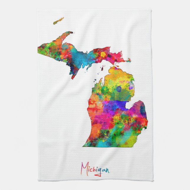 Linge De Cuisine Carte du Michigan (Vertical)