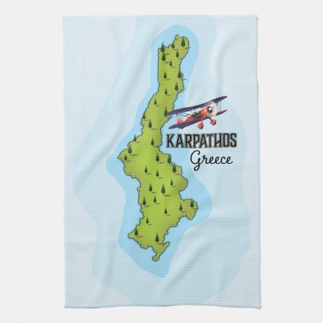 Linge De Cuisine Carte grecque Karpathos Affiche illustrée (Vertical)