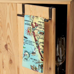 Linge De Cuisine Carte rétro de Floride