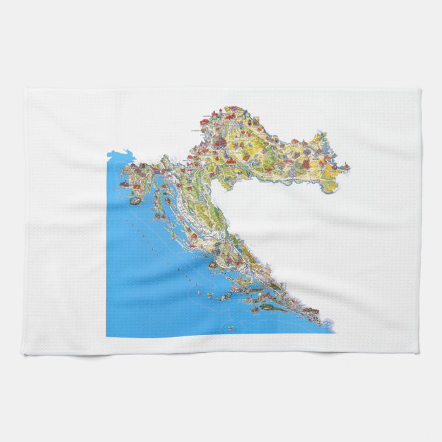 Linge De Cuisine Carte touristique de la Croatie, mapa de (Horizontal)