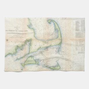 Linge De Cuisine Carte vintage de Cape Cod (1857)