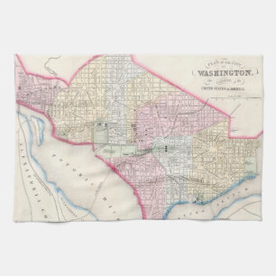 Linge De Cuisine Carte vintage de DC de Washington (1864)