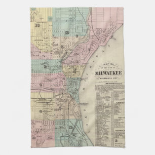 Linge De Cuisine Carte vintage de Milwaukee le Wisconsin (1878)