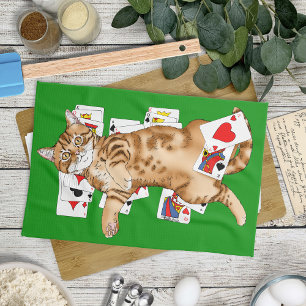Linge De Cuisine Cartes à jouer Solitaire Funny Orange Tabby Cat 
