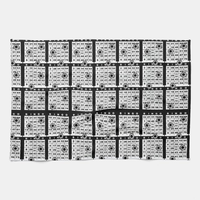 Linge De Cuisine Cartes Bingo Noires (Horizontal)