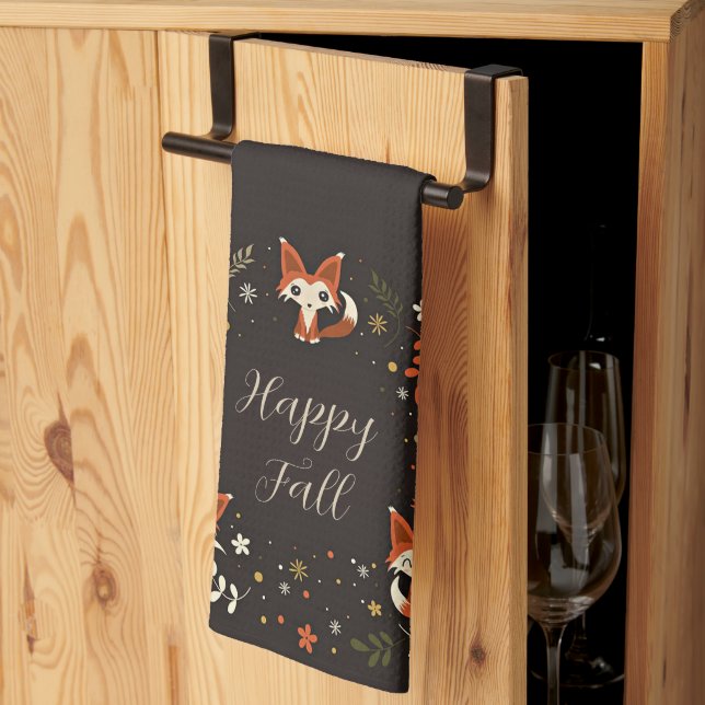 Linge De Cuisine Cas Foxes with customizable text (Pliage en tiers)